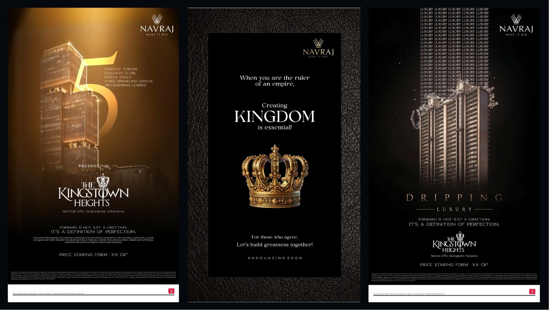 The Kingstown Heights press advertisements with a gold crown