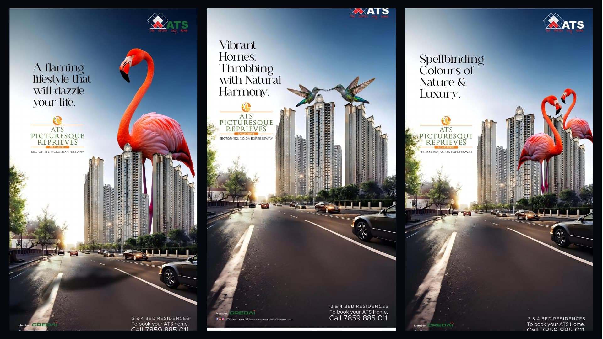 ATS press advertisements with flamingos